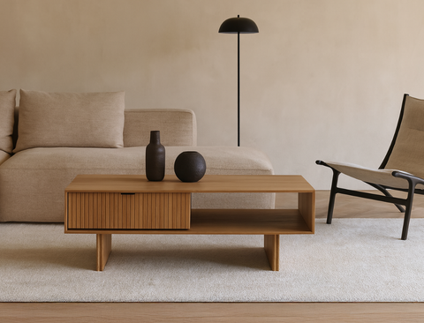 Riley Wood Coffee Table, Natural Oak