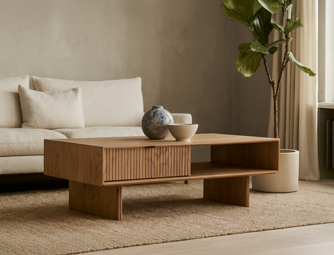Riley Wood Coffee Table, Natural Oak
