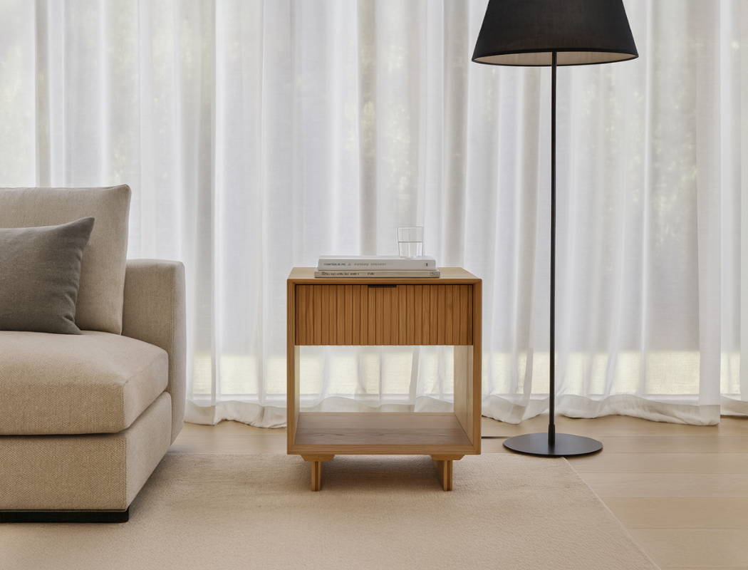 Riley Wood Side Table, Natural Oak