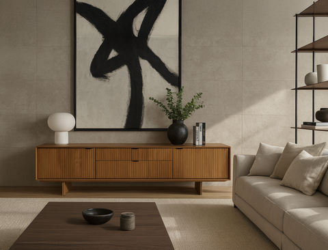 Riley Wood TV Console, Natural Oak