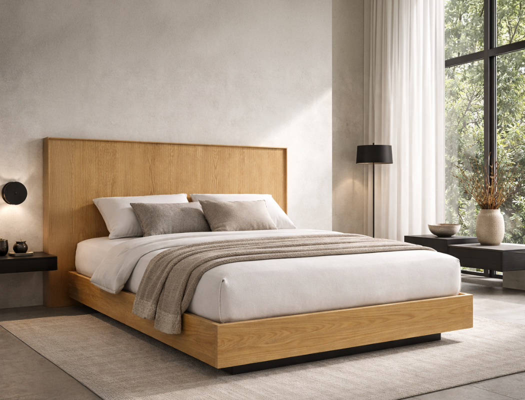 Riley Wood Bed Frame, Natural Oak