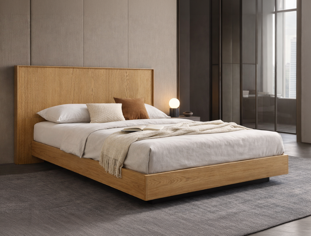 Riley Wood Bed Frame, Natural Oak