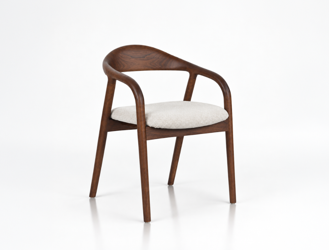 Ryo Fabric Dining Arm Chair, Ivory Cloud