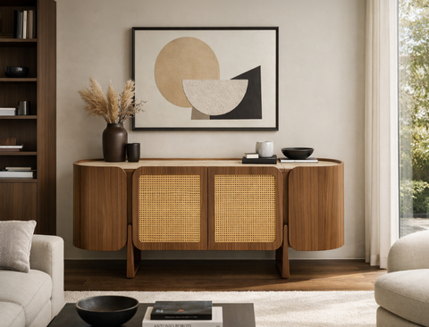 Sabbia Rattan Sideboard, American Walnut