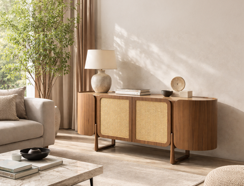 Sabbia Rattan Sideboard, American Walnut