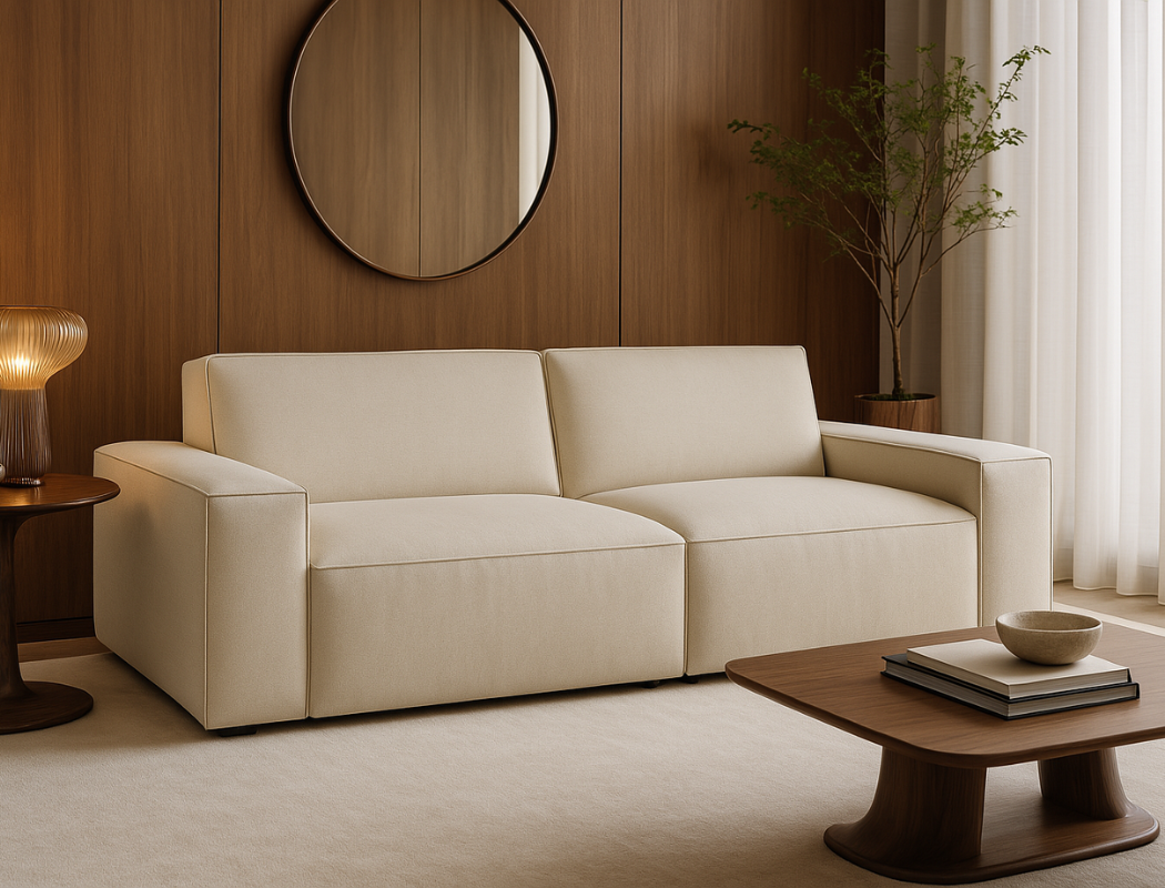 Scott 3 Seater Fabric Sofa, White Castle