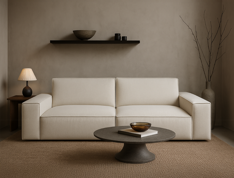 Scott 3 Seater Fabric Sofa, White Castle