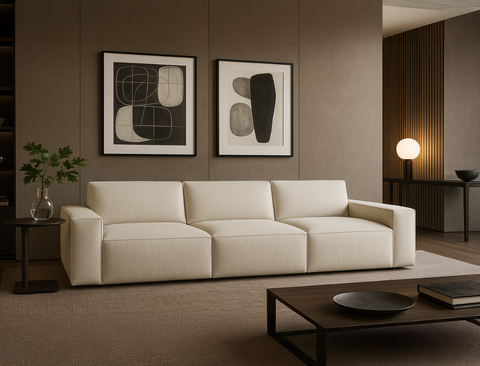 Scott 4 Seater Sofa, White Castle