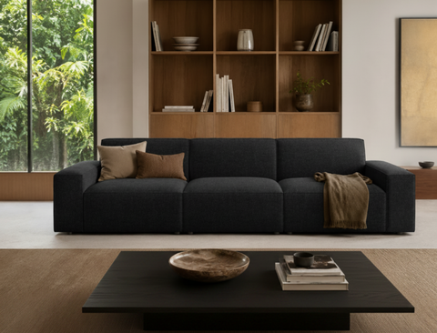 Scott 4 Seater Sofa, Black Granite