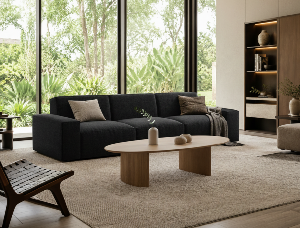 Scott 4 Seater Sofa, Black Granite