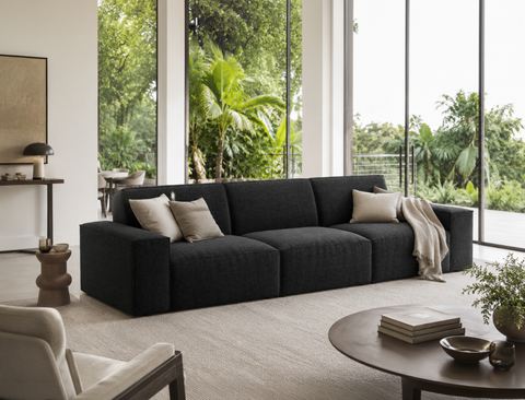 Scott 4 Seater Sofa, Black Granite
