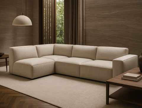 Scott Left Facing 4-Piece Sectional Sofa, White Castle