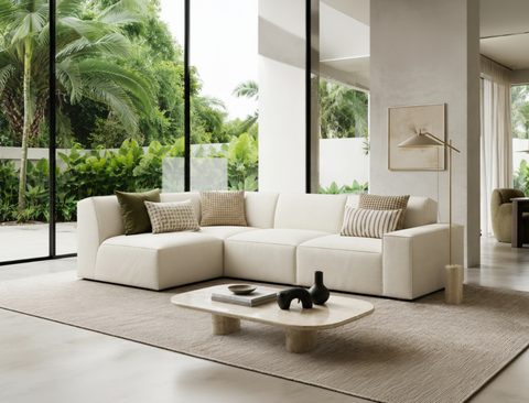 Scott Left Facing 4-Piece Sectional Sofa, White Castle