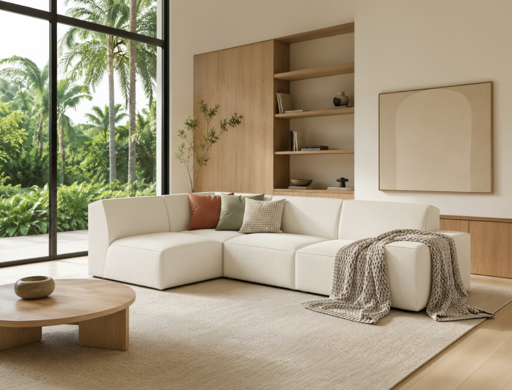 Scott Left Facing 4-Piece Sectional Sofa, White Castle