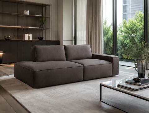 Scott Left Facing Chaise Fabric Sofa, Slate - Pet Friendly Fabric