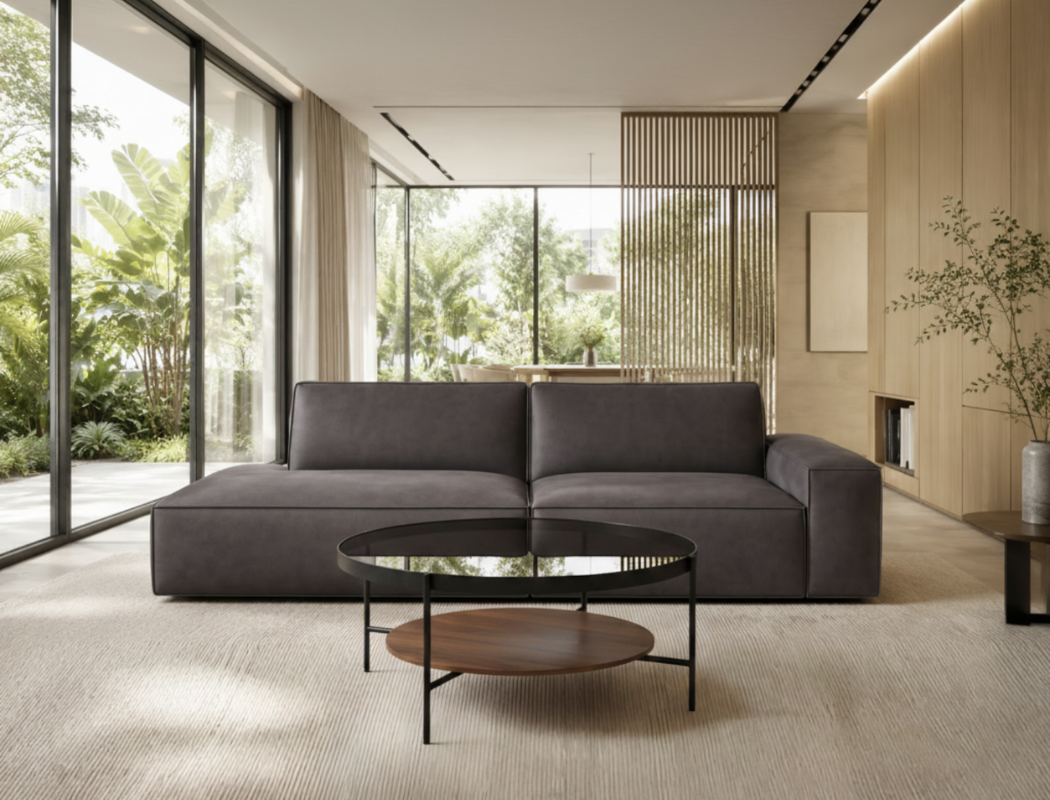 Scott Left Facing Chaise Fabric Sofa, Slate - Pet Friendly Fabric