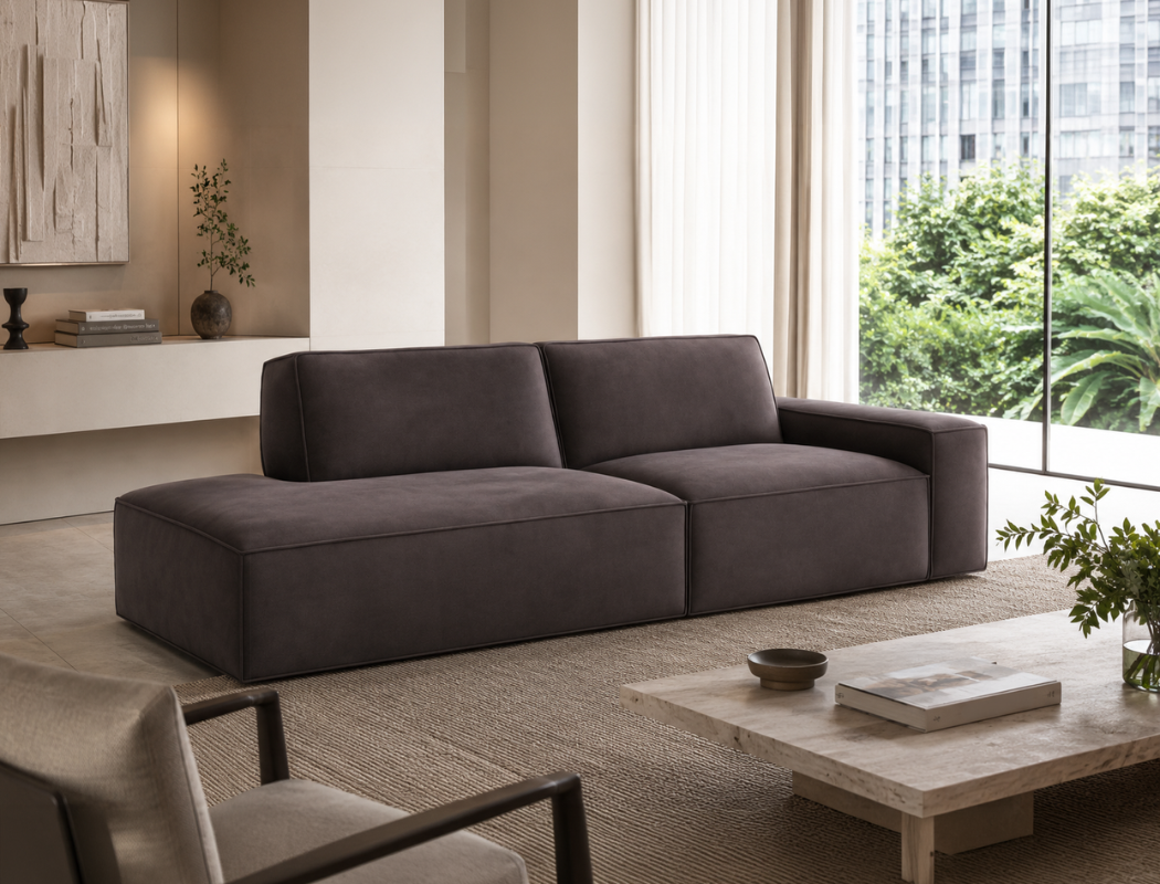 Scott Left Facing Chaise Fabric Sofa, Slate - Pet Friendly Fabric