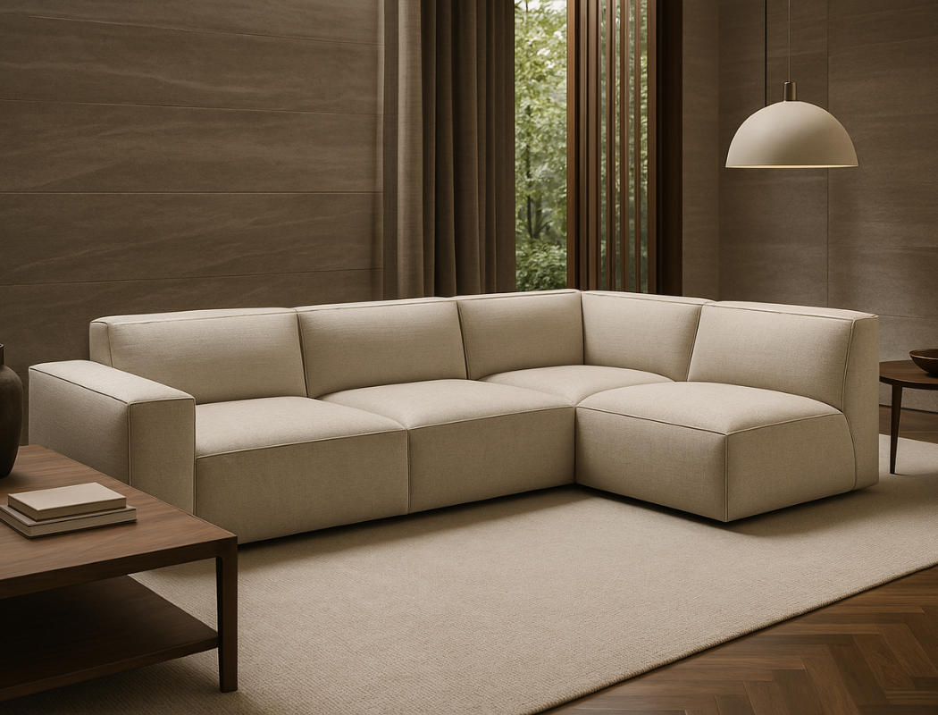 Scott Right Facing 4-Piece Sectional Sofa, White Castle