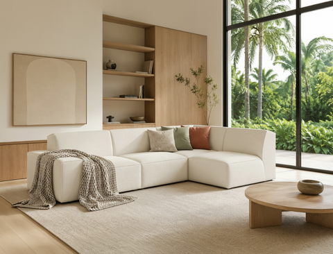 Scott Right Facing 4-Piece Sectional Sofa, White Castle