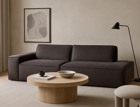 Scott Right Facing Chaise Fabric Sofa, Slate - Pet Friendly Fabric