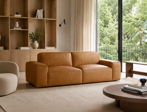 Scott 3 Seater Leather Sofa, Tan