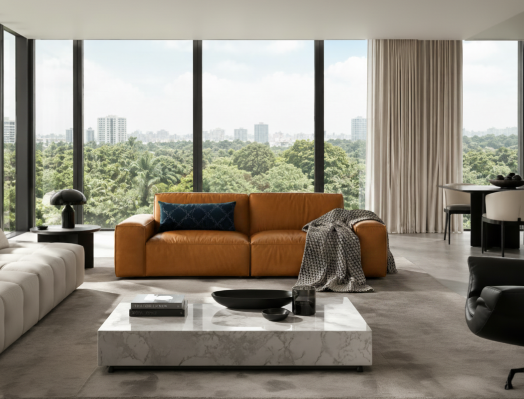 Scott 3 Seater Leather Sofa, Tan