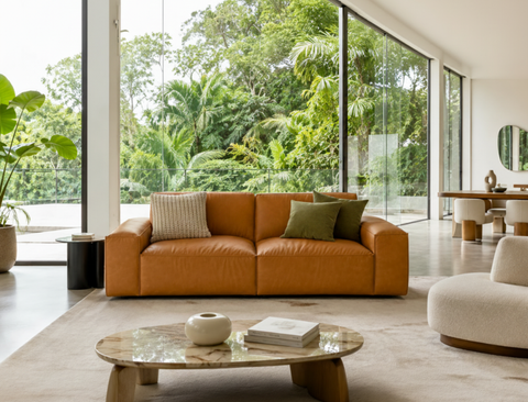 Scott 3 Seater Leather Sofa, Tan