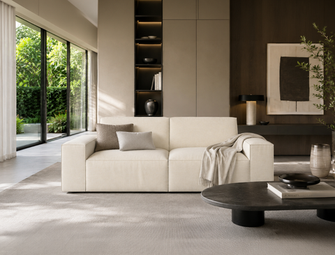 Scott 3 Seater Fabric Sofa, White Castle