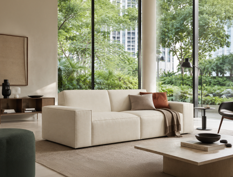 Scott 3 Seater Fabric Sofa, White Castle
