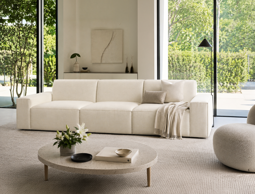 Scott 4 Seater Sofa, White Castle