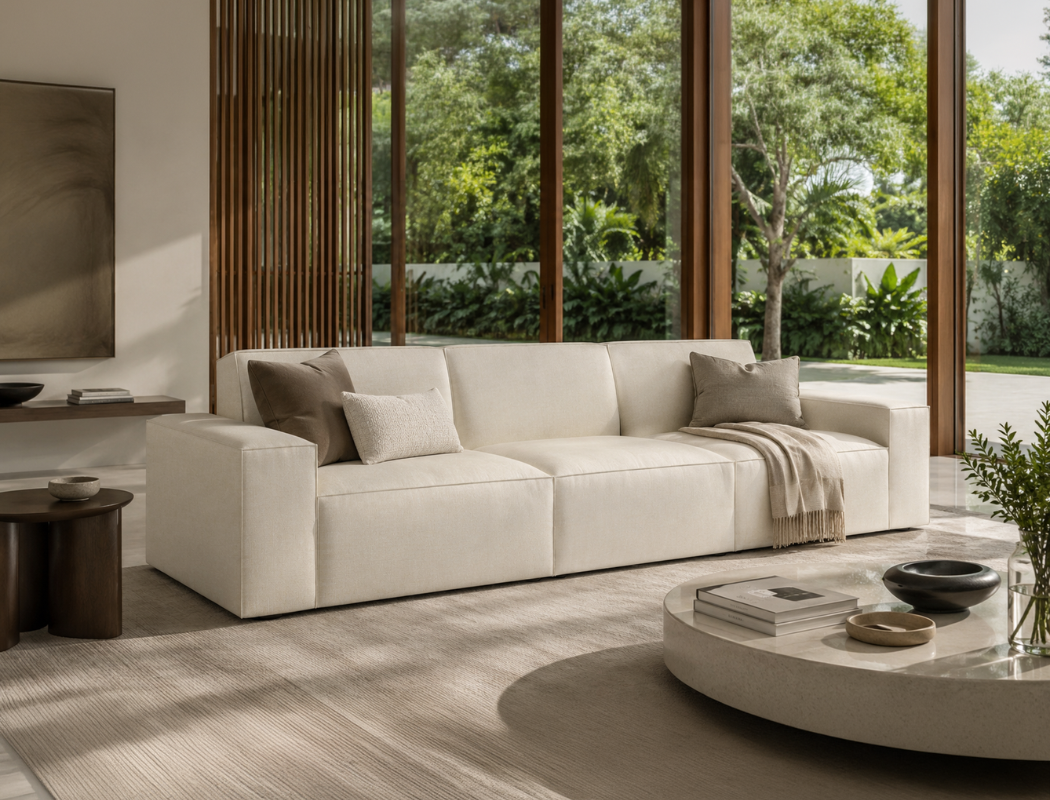 Scott 4 Seater Sofa, White Castle