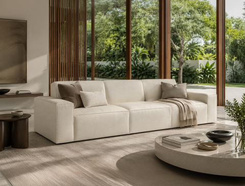 Scott 4 Seater Sofa, White Castle