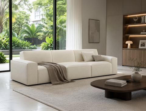 Scott 4 Seater Sofa, White Castle