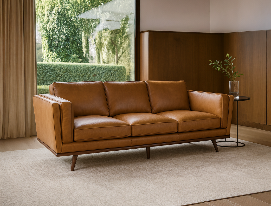 Sidney 3 Seater Leather Sofa, Vintage Tan (Premium)