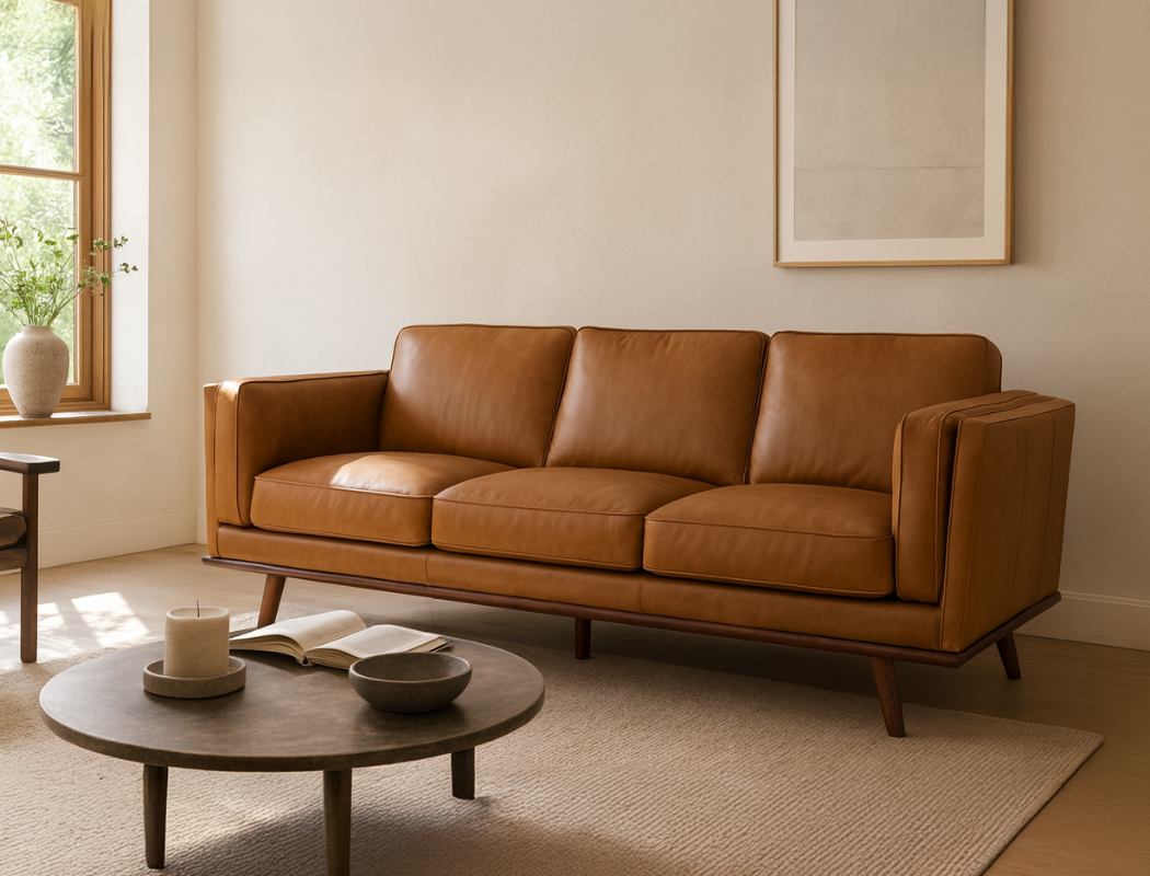 Sidney 3 Seater Leather Sofa, Vintage Tan (Premium)