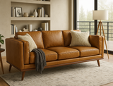 Sidney 3 Seater Leather Sofa, Vintage Tan (Premium)