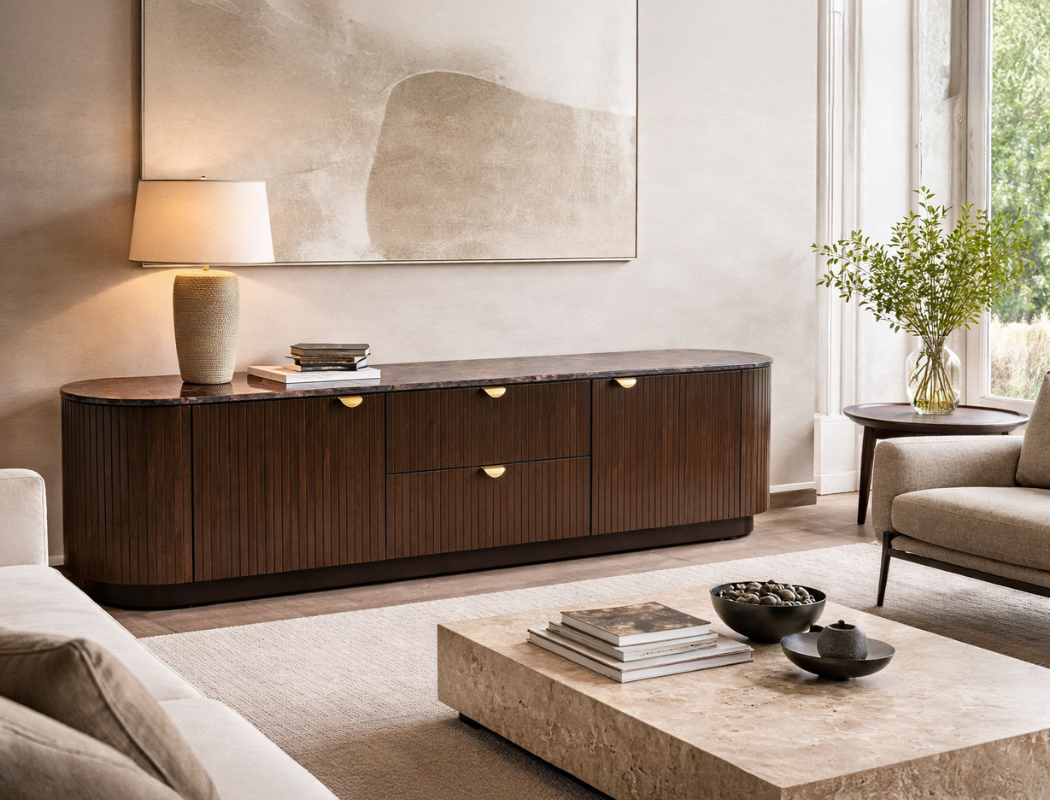 Sloane TV Console (210cm), Dark Walnut