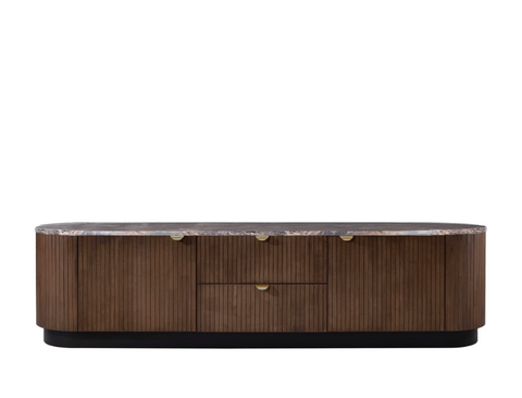 Sloane Marble TV Console (210cm), Dark Walnut