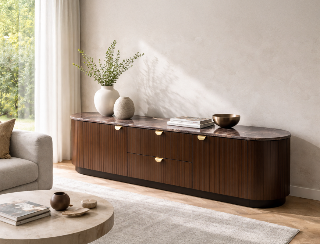 Sloane TV Console (210cm), Dark Walnut