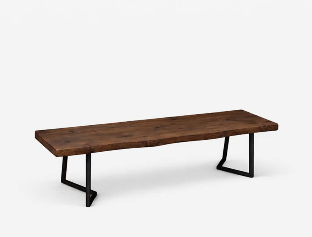 Verona Live Edge Solid Wood Bench, Dark Walnut (150cm)