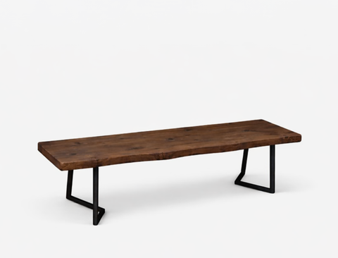 Verona Live Edge Solid Wood Bench, Dark Walnut (150cm)