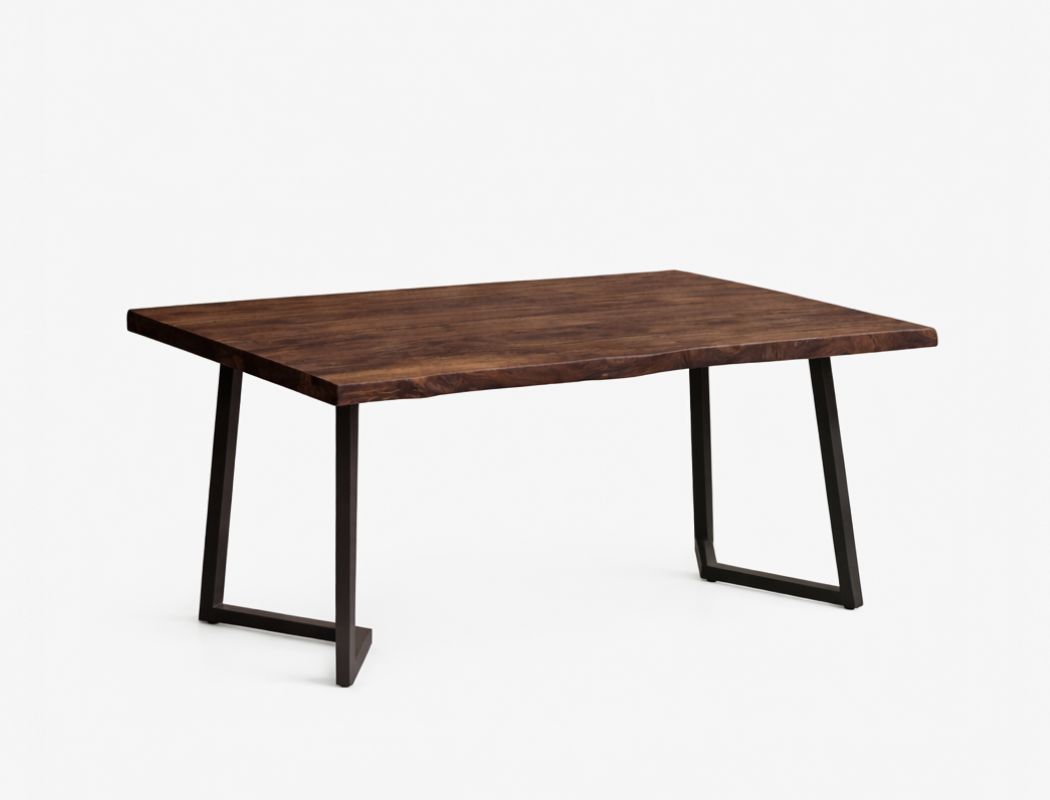 Verona Live Edge Solid Wood Dining Table, Dark Walnut (150cm)