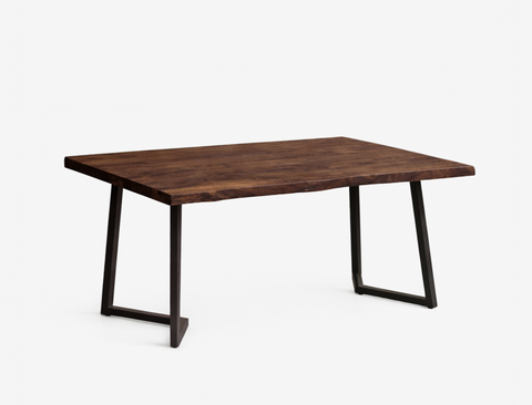 Verona Live Edge Solid Wood Dining Table, Dark Walnut (150cm)