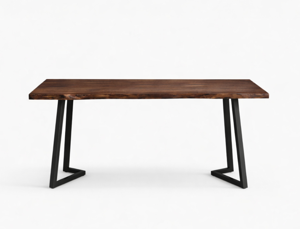 Verona Live Edge Solid Wood Dining Table, Dark Walnut (150cm)