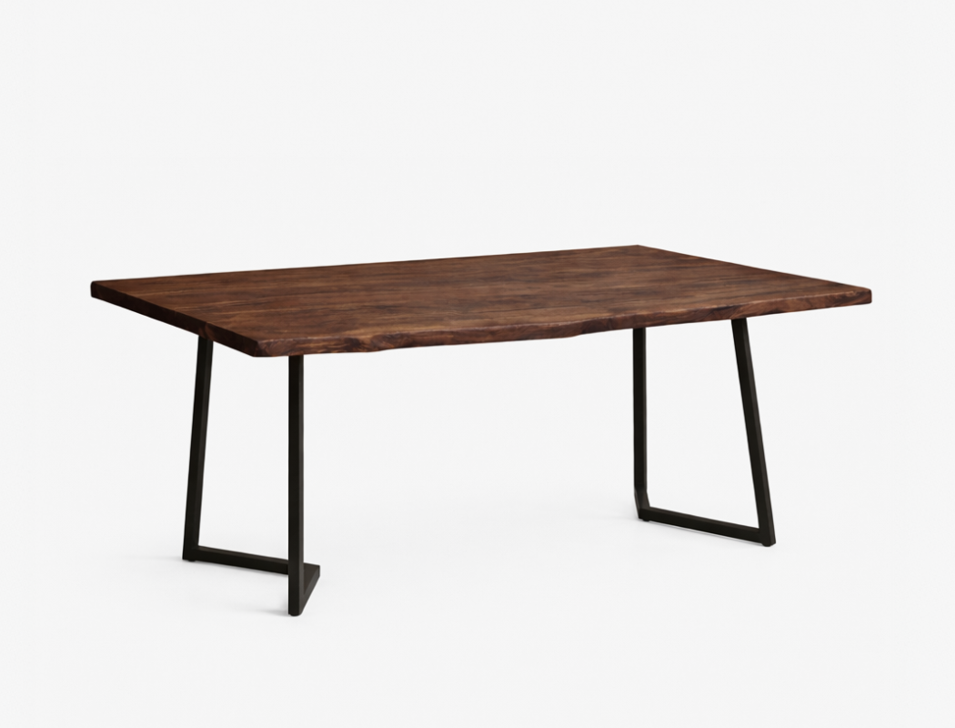 Verona Live Edge Solid Wood Dining Table, Dark Walnut (180cm)