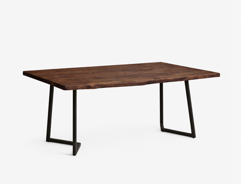 Verona Live Edge Solid Wood Dining Table, Dark Walnut (180cm)