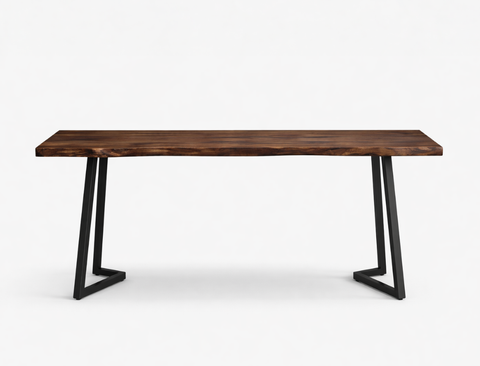 Verona Live Edge Solid Wood Dining Table, Dark Walnut (180cm)