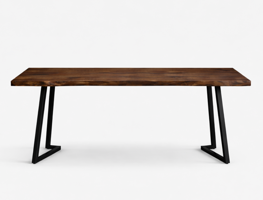 Verona Live Edge Solid Wood Dining Table, Dark Walnut (200cm)