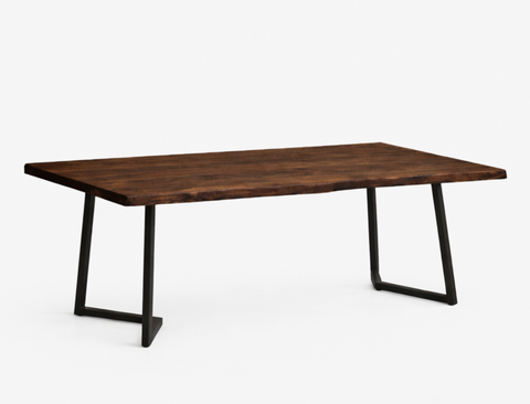 Verona Live Edge Solid Wood Dining Table, Dark Walnut (200cm)