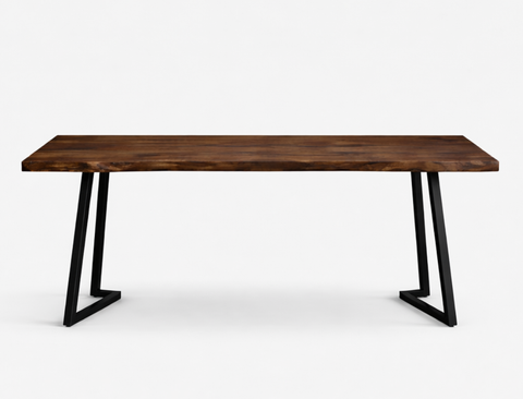 Verona Live Edge Solid Wood Dining Table, Dark Walnut (200cm)